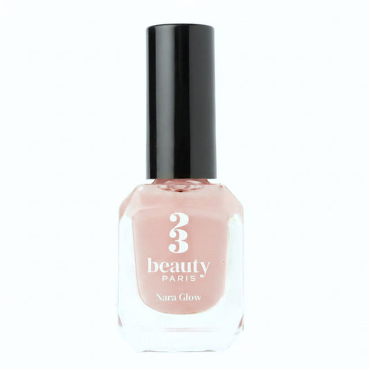 flacon vernis soin Nara Glow 23Beauty Paris, teinte nude enrichie à l'huile de ricin, chanvre et protéines de riz